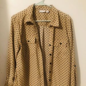 Tan and Black Polka Dot Kim Rogers Large Blouse